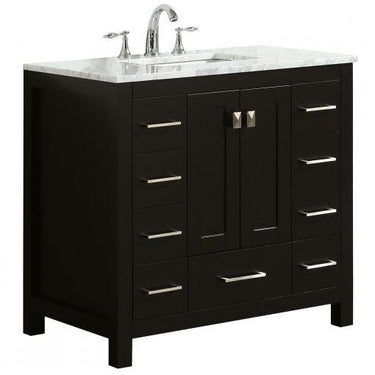 Eviva Hampton 36″ Transitional Bathroom Vanity w/ White Carrara Top Vanity Eviva